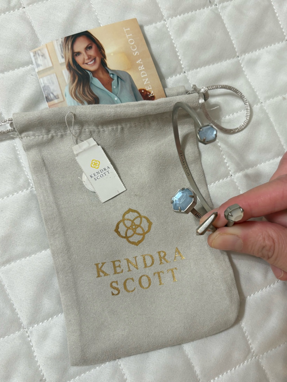 Kendra Scott Silver Bracelet and Ring with Light Blue Stones